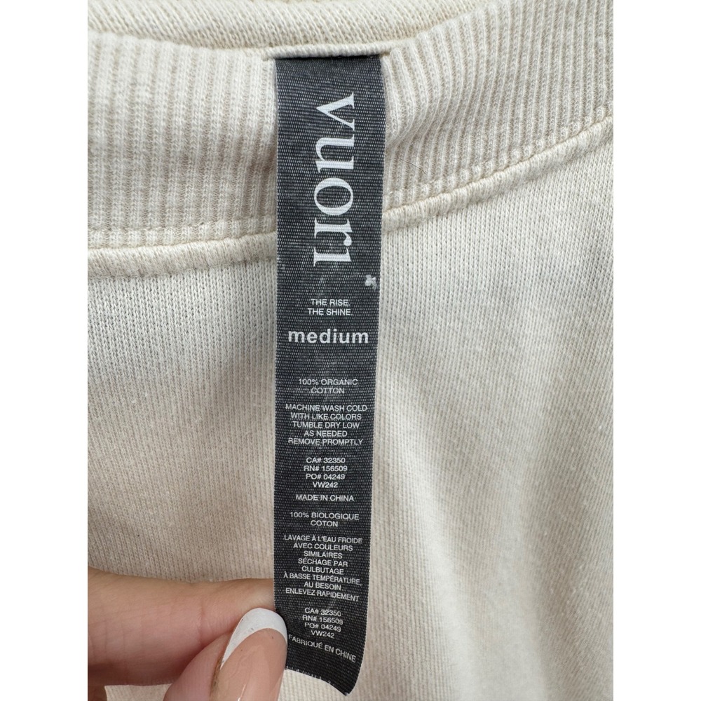Vuori Sunnyside Women Medium Cream Organic Cotton Oversized Cropped Sweatshirt - Picture 8 of 8